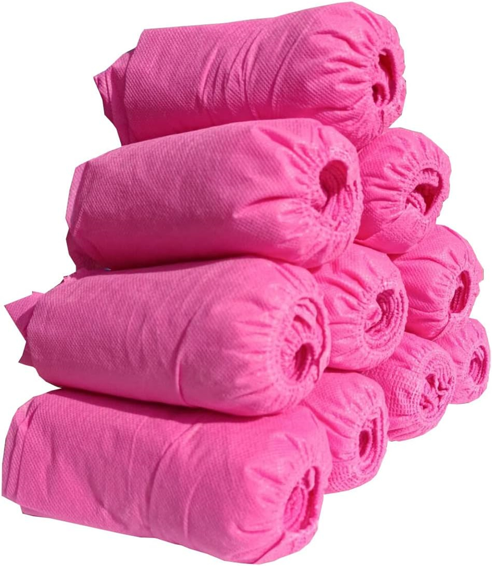 Shoe Covers Disposable 100 Pack (50 Pairs) Non-slip Waterproof Boot Cover Disposable Non Woven Fabric for Indoor Outdoor,Pink by Scheam